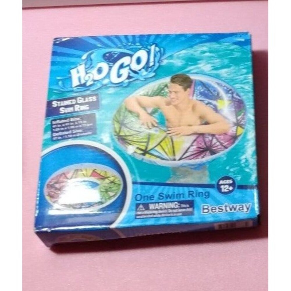 H2O GO! Stained glass swim ring floating fun in pool 41 in by 41 in by 13 in